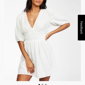 Billabong white mini dress sundress sleeves v neck